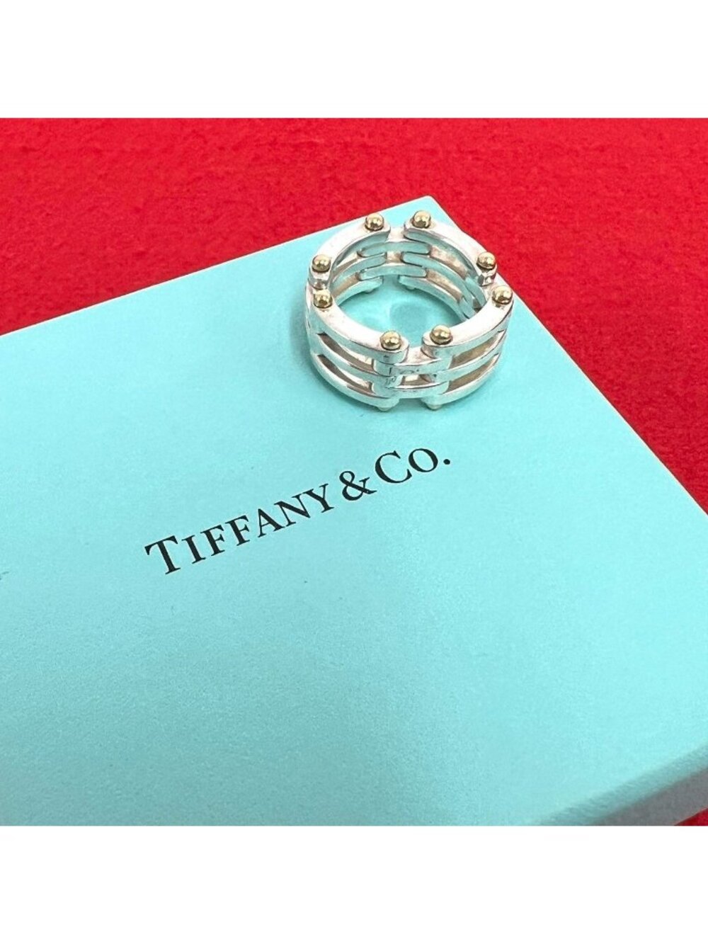Tiffany & Co Vintage Gate Ring Silver Yellow Gold